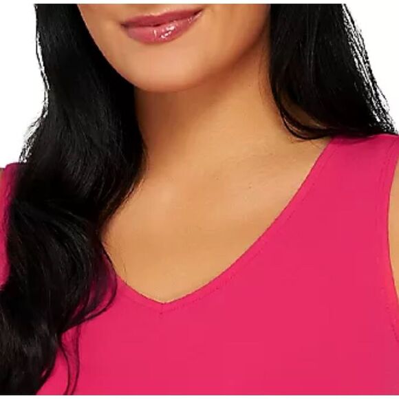 Susan Graver Womens 3X 2 Pc Jacquard Lace Scarf Top with Knit Tank Top Blue NWT - Picture 6 of 7